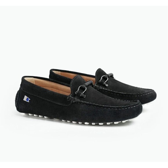 Riomar Tuxedo Deck Driver Suede Loafers Black 11.5 EUC - Picture 1 of 14
